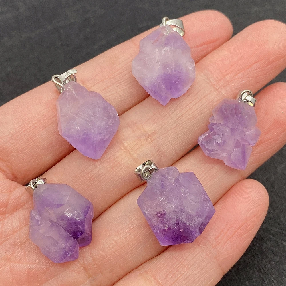 

Natural Stone Fashion Men and Women Light Amethyst Irregular Shape 12-25mm Reiki Charm Jewelry DIY Earring Bracelet Pendant