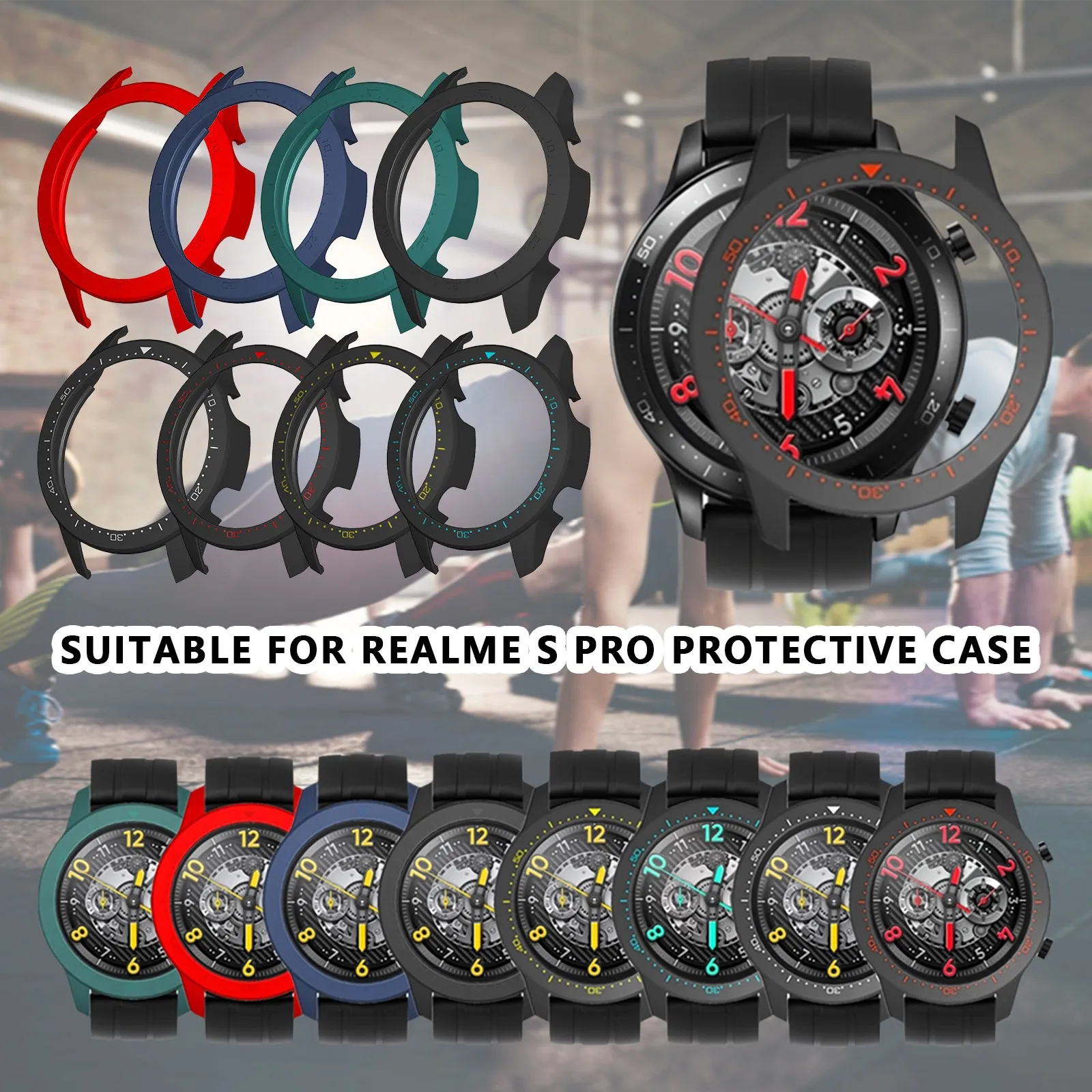 

2021 Hot Sell Suitable For Realme-Watch S Pro Ultra-light Single And Double Color PC Colorful Sports Protective Cover