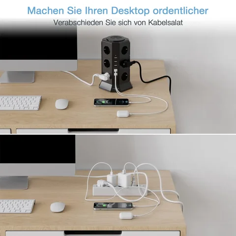 TESSAN Башенный удлинитель 12 розеток + 5 USB