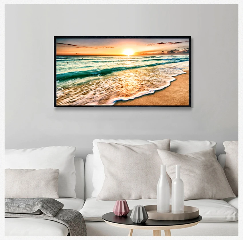 

Painting Mediterran Scandinavian Wall Art Picture for Living Room Natural Gold Beach Sunset Landscape s and Prints Canvas