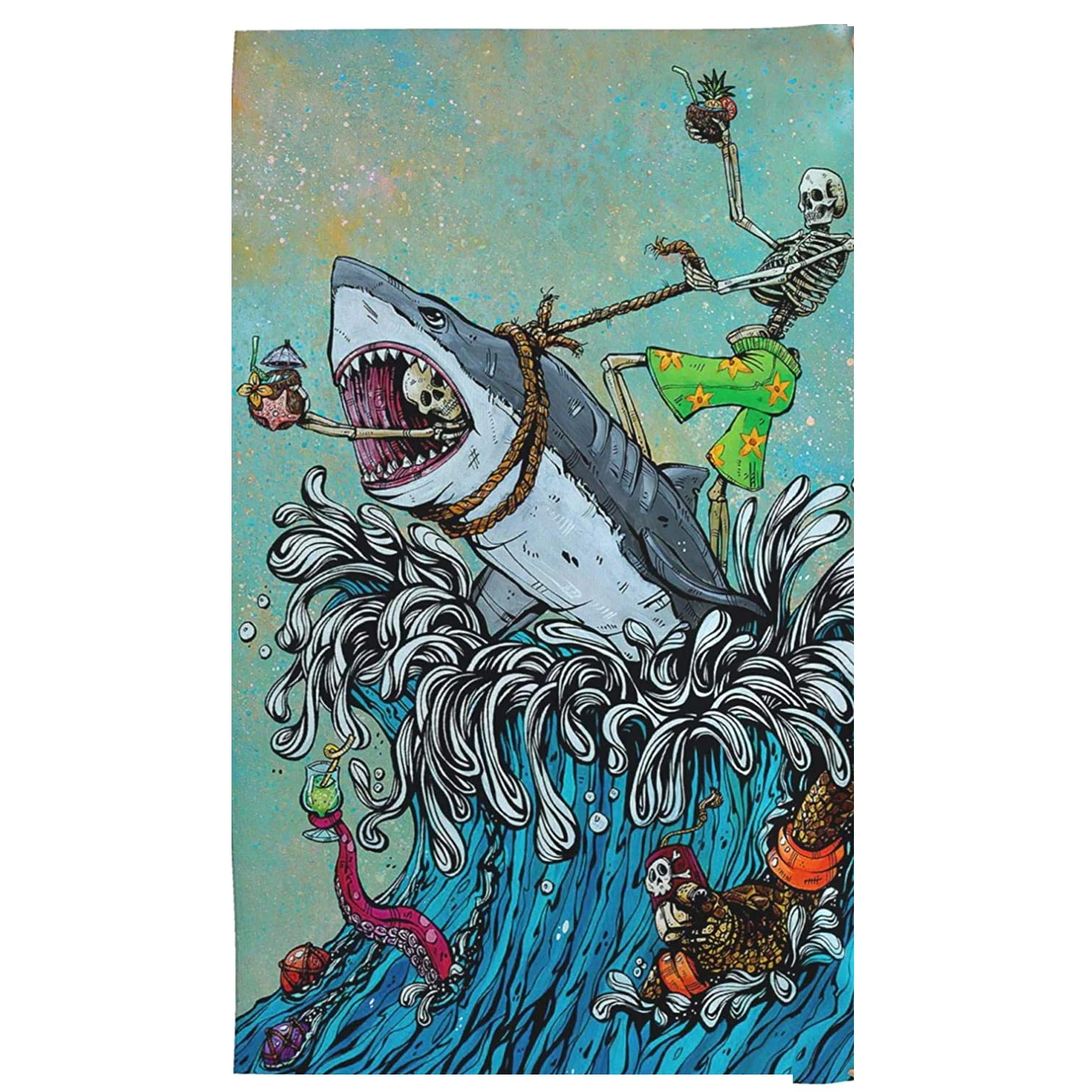 

The Skeleton In The Shark's Mouth Quick Drying Towel Suitable For Yoga, Fitness, Swimming And Other Places