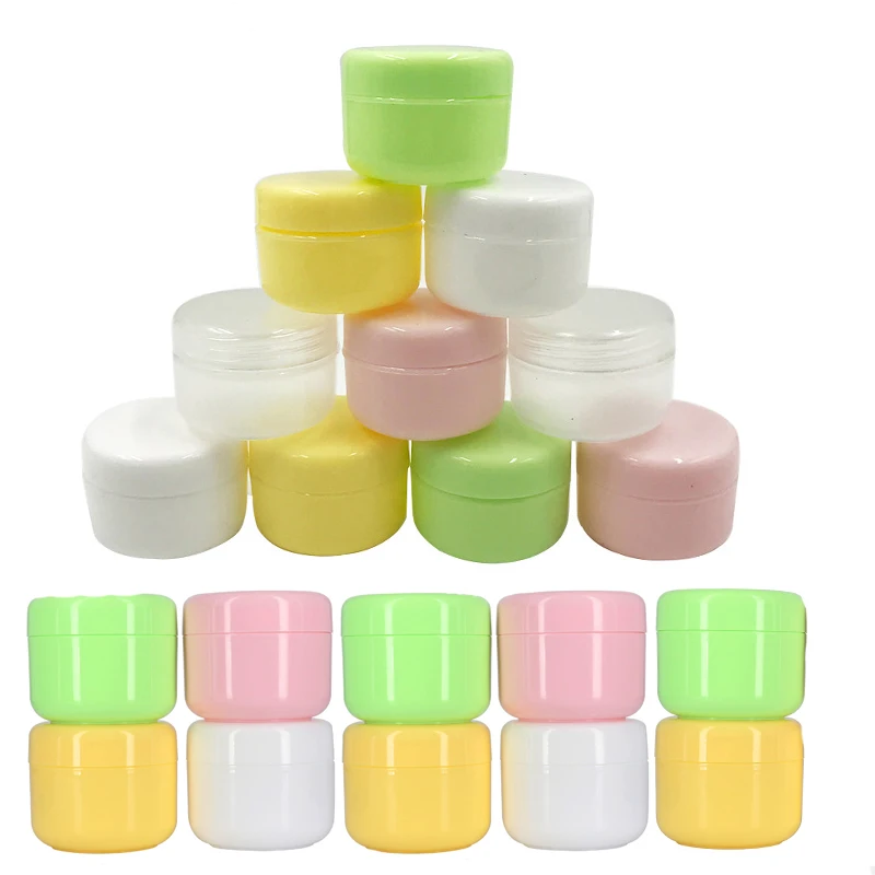 

10Pcs 10g-100g Round Plastic Cosmetics Sample Jars with Screw Lids & Liners Lotion Containers For Makeup Lip Balm Face Cream