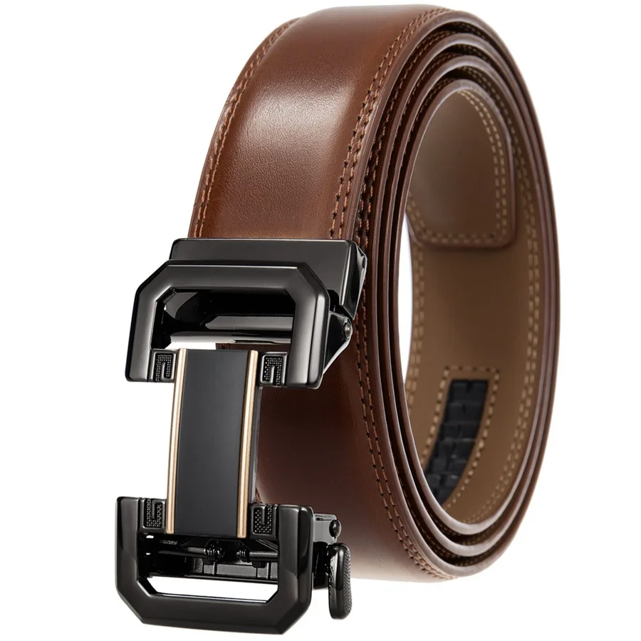 

Men Belt Metal Luxury Brand Automatic Buckle Leather Belts for Men Business Work Casual Genuine Leather Belt Width:3.5cm