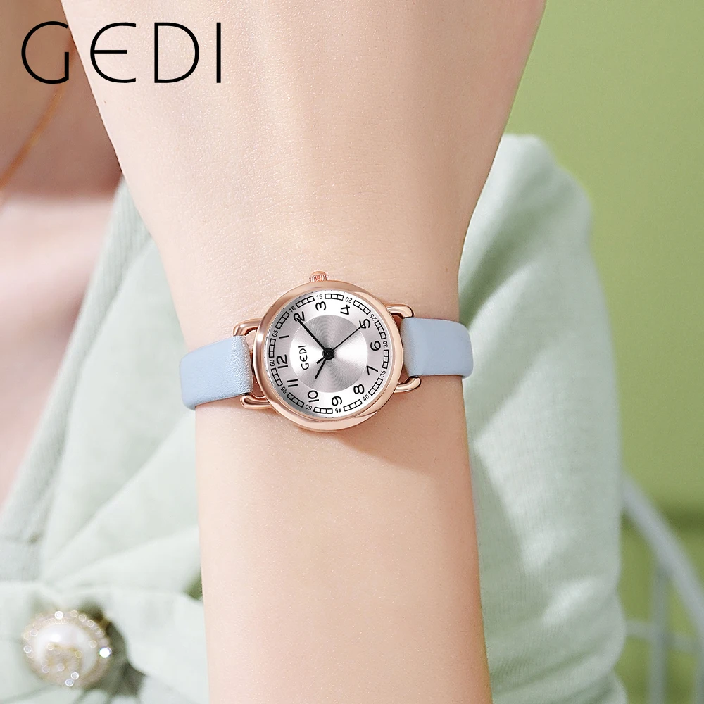 GEDI 2023 New Trend Women Watches Luxury Waterproof Ladies Quartz Watch Leather Strap Fashion Casual thin Woman Clock Gift Girls
