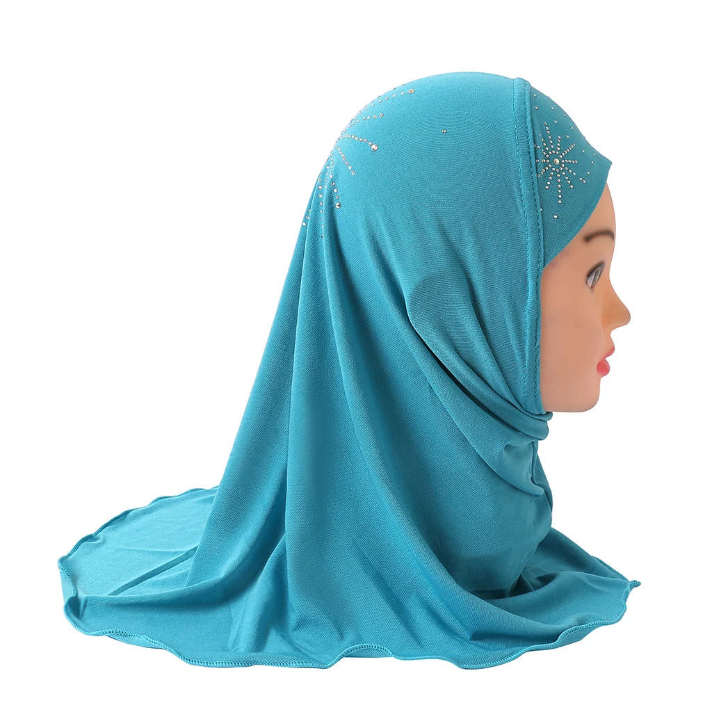 

H042 Beautiful Small Girl Amira Hijab With Stones Fit 2-6 Years Old Kids Pull On Islamic Scarf Head Wrap