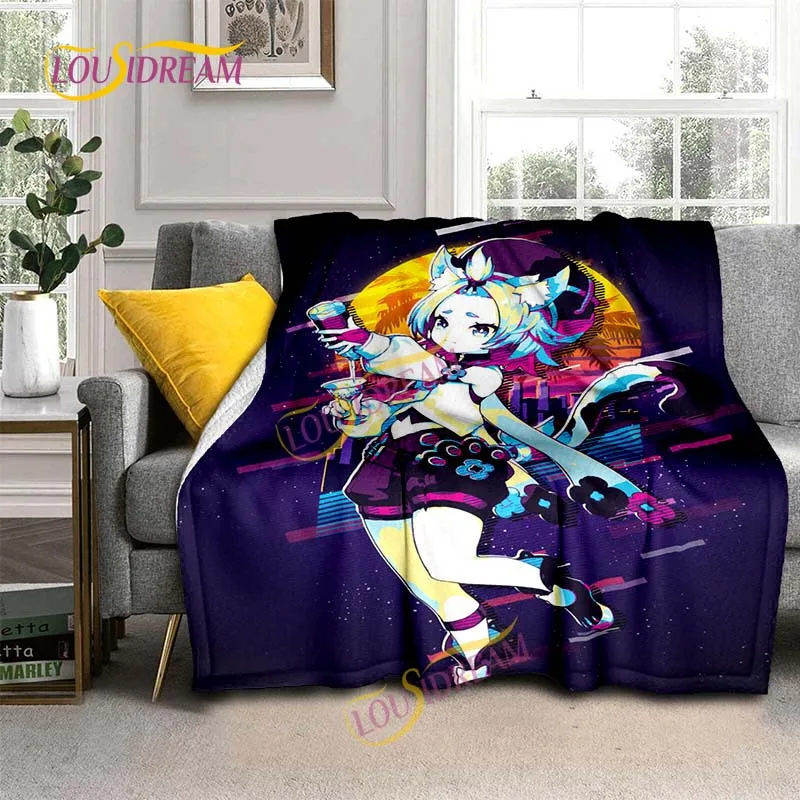 

Genshin Impact Flannel Blanket Cartoon Print Blanket Teen Bedding Sofa Cover Bed Cover Travel Hiking Picnic Four Season Blanket