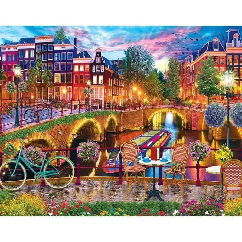 

GATYZTORY 50x65cm Frame Painting By Numbers Bridge Diy Ideas Acrylic Paint By Numbers Landscape Handpainted On Canvas For Diy Gi