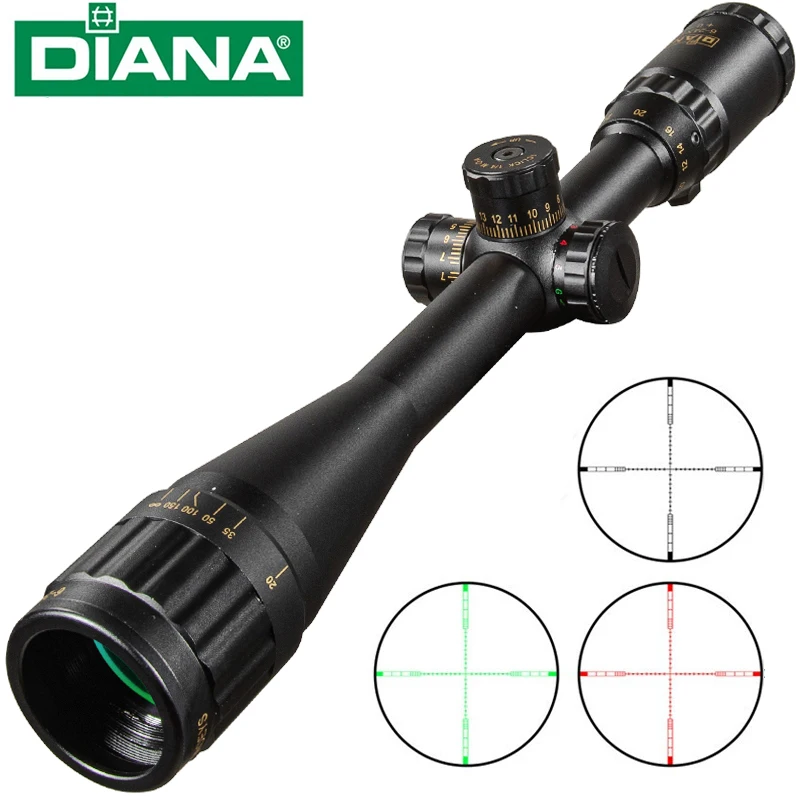 DIANA 6-24X44 Tactical Optic Cross Sight Green Red Illuminated Riflescope Hunting Rifle Scope Sniper Airsoft Air Guns