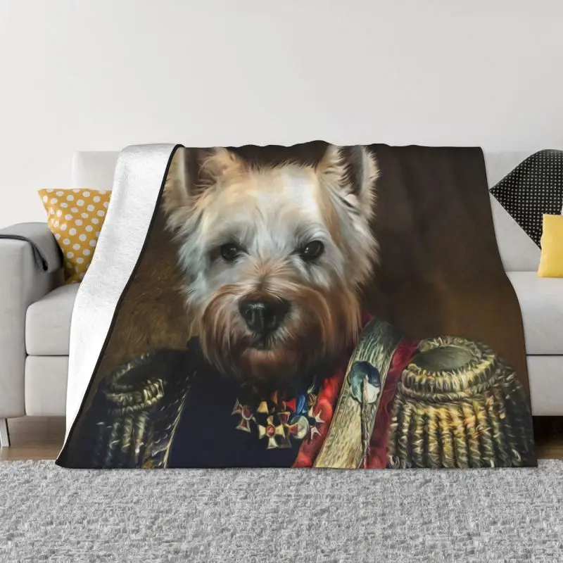 

West Highland Dog Terrier Blankets Warm Flannel Funny Westie Throw Blanket for Sofa Office Bedspreads