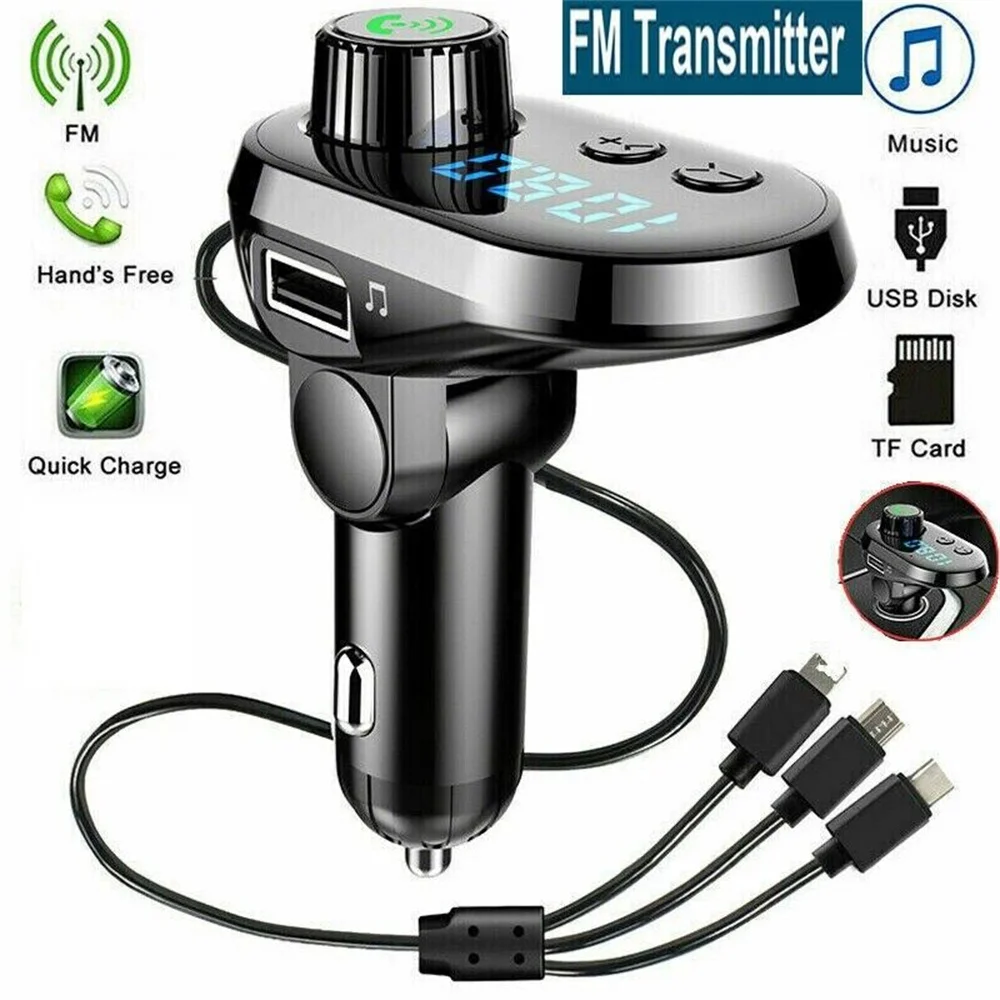 

Car Handsfree Wireless Bluetooth 5.0 Kit FM Transmitter Car LCD Display MP3 Player USB Charger FM Modulator Car Accessories