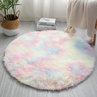 thickened round rainbow carpet non slip fluffy ins wind living room coffee table bedroom decoration furry floor mat