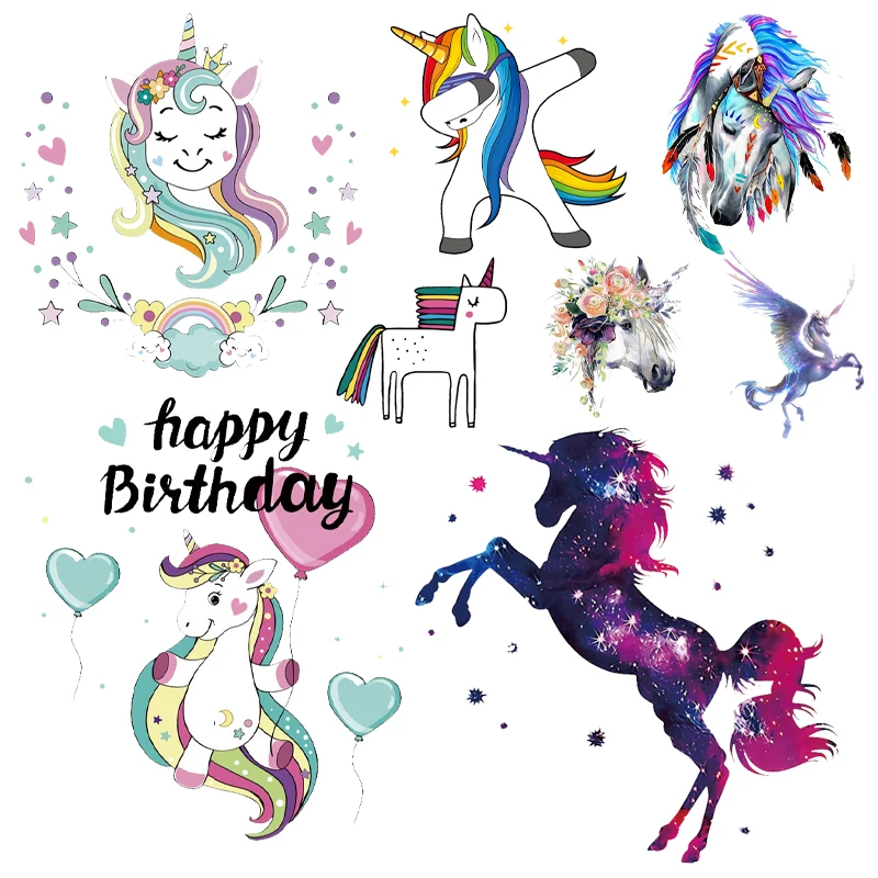 

Anime Iron on Patches Clothing Thermoadhesive Patches Fusible Patch Unicorns for Girls Stickers Heat Transfer Designs Appliques