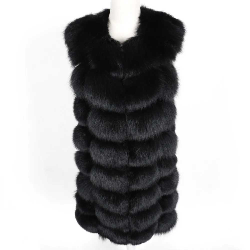 Luxury Natural Real Fox Fur Vest Natural Fur Coats 88cm Female Fashion Warm Long Waistcoat Real Fur Coat Fox Vest Jacket 7XL