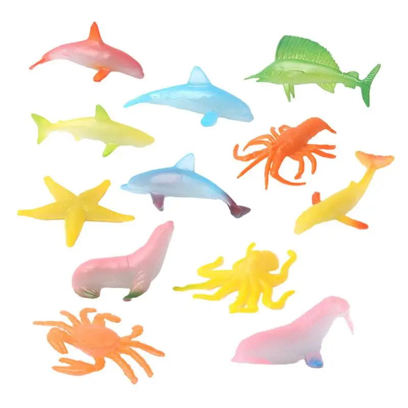 

Ocean Animal Toys 12PCS Glow in The Dark Realistic Sea Creatures Toys Small Ocean Animal Toys for Preschool Colorful Marine Toys