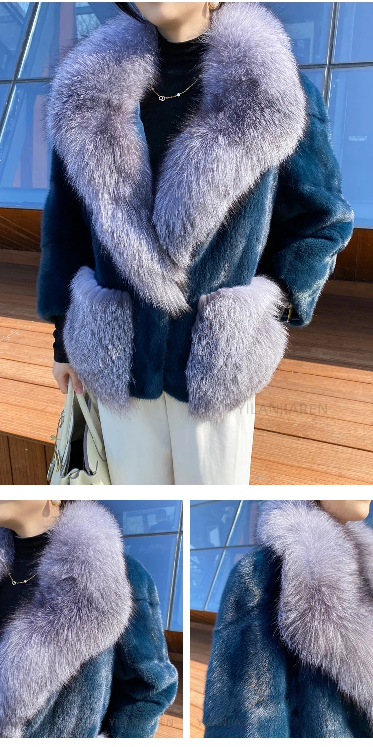 2022 New Import Real Mink Fur Coats Women High Quality Winter   Fox Fur Warm Thick Natural Mink Fur Jackets Female Parka