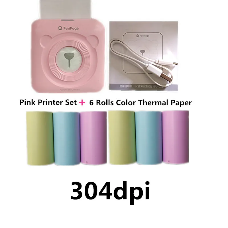 

HQ Inkfree Bluetooth Portable Thermal Photo Printer 304dpi A6 Peripage Mini POS Thermal Receipt Label Printer Mobile Phone Paper