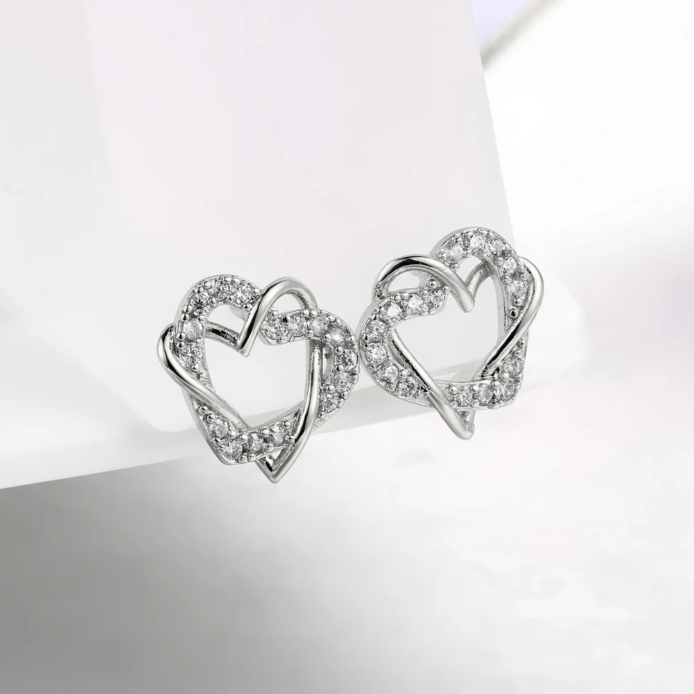 Высококачественные роскошные золотые серьги-гвоздики в форме сердца цвета