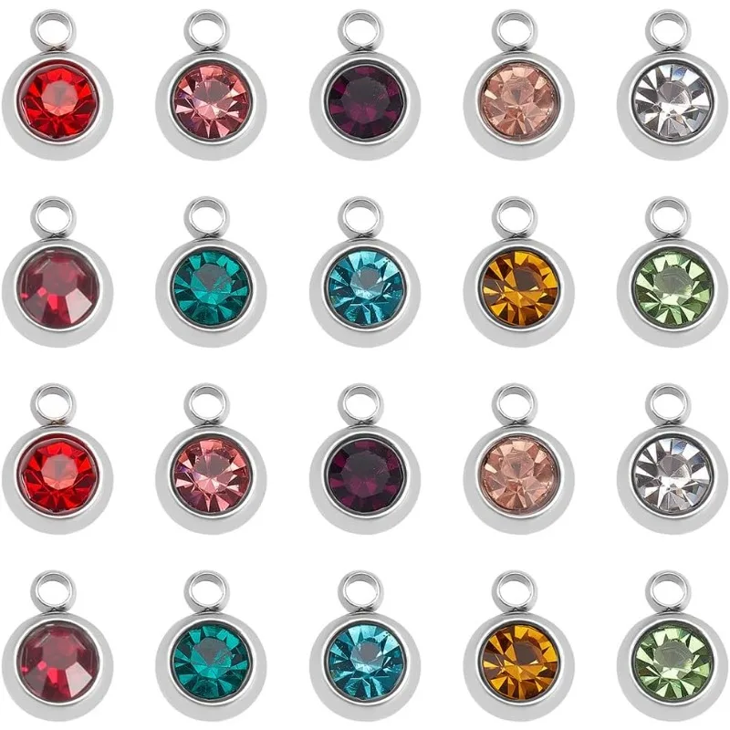 60 Шт. Зеркальные Подвески Из Нержавеющей Стали 10 Цветов Плоские И Круглые