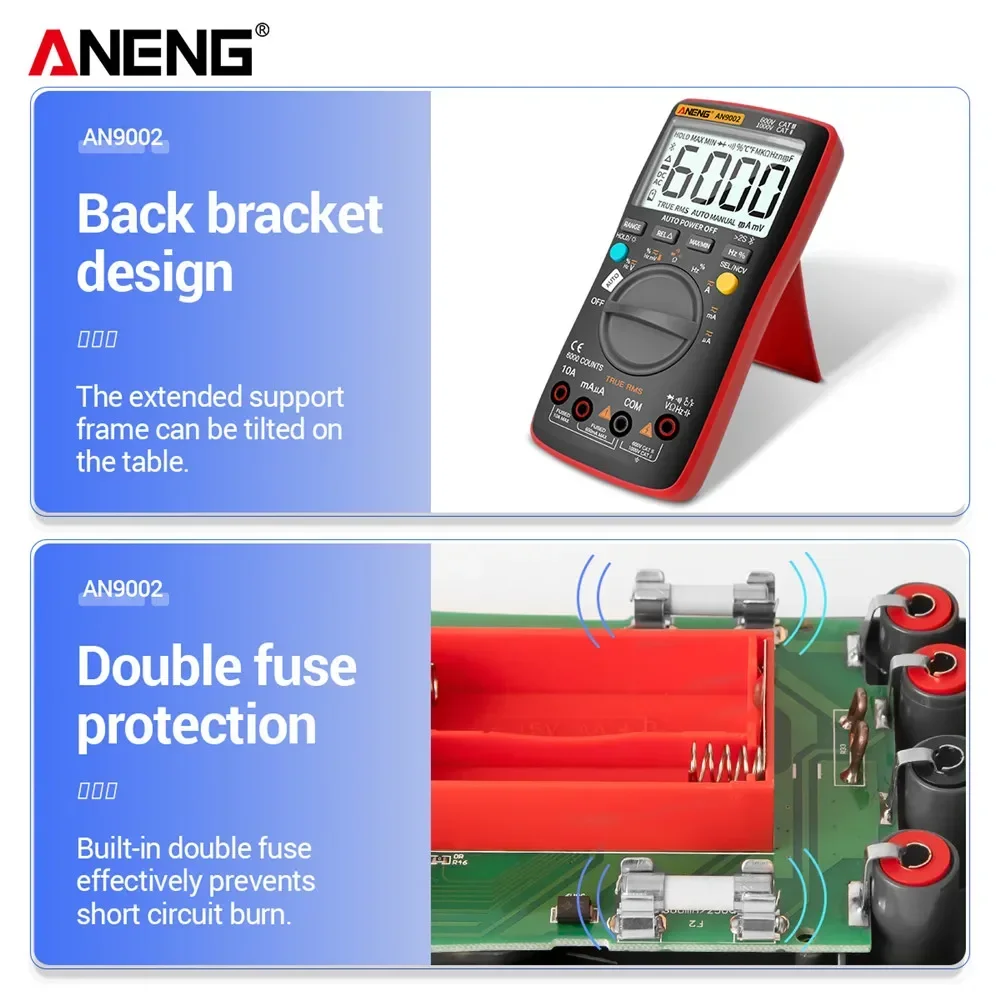 ANENG AN9002 Цифровой Bluetooth-мультиметр 6000 отсчетов Профессиональный мультиметрTrue RMS ACDC Тестер напряжения и автоматический диапазон (art.: 3920cd2af0705) - 3920cd2af0705