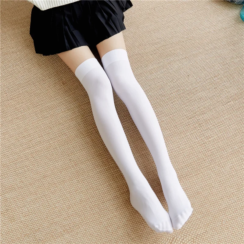 MARISDIANA Women's Black Velvet Knee High Socks Student Girl Kawaii JK White Silk Stockings Sexy Cute Thin Versatile Thigh Socks