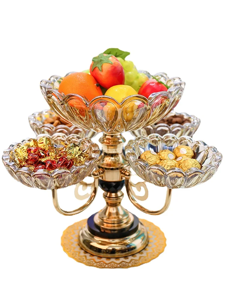 

Бесплатная доставка, стеклянная многослойная тарелка для фруктов, современная бытовая стандартная необычная и слегка Роскошная тарелка дл...