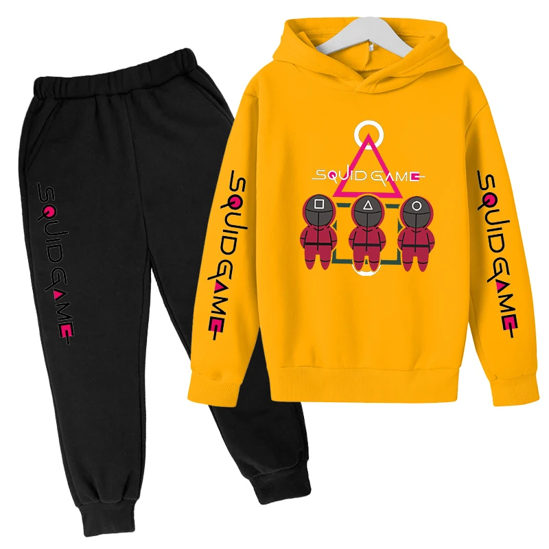 

Winter New Boy Girl Hoodie Suit Korean TV Series Cotton Squid Game Kids Hooded Sportswear Set 4-14 Boys Clothes 2 Pez Tracksuit
