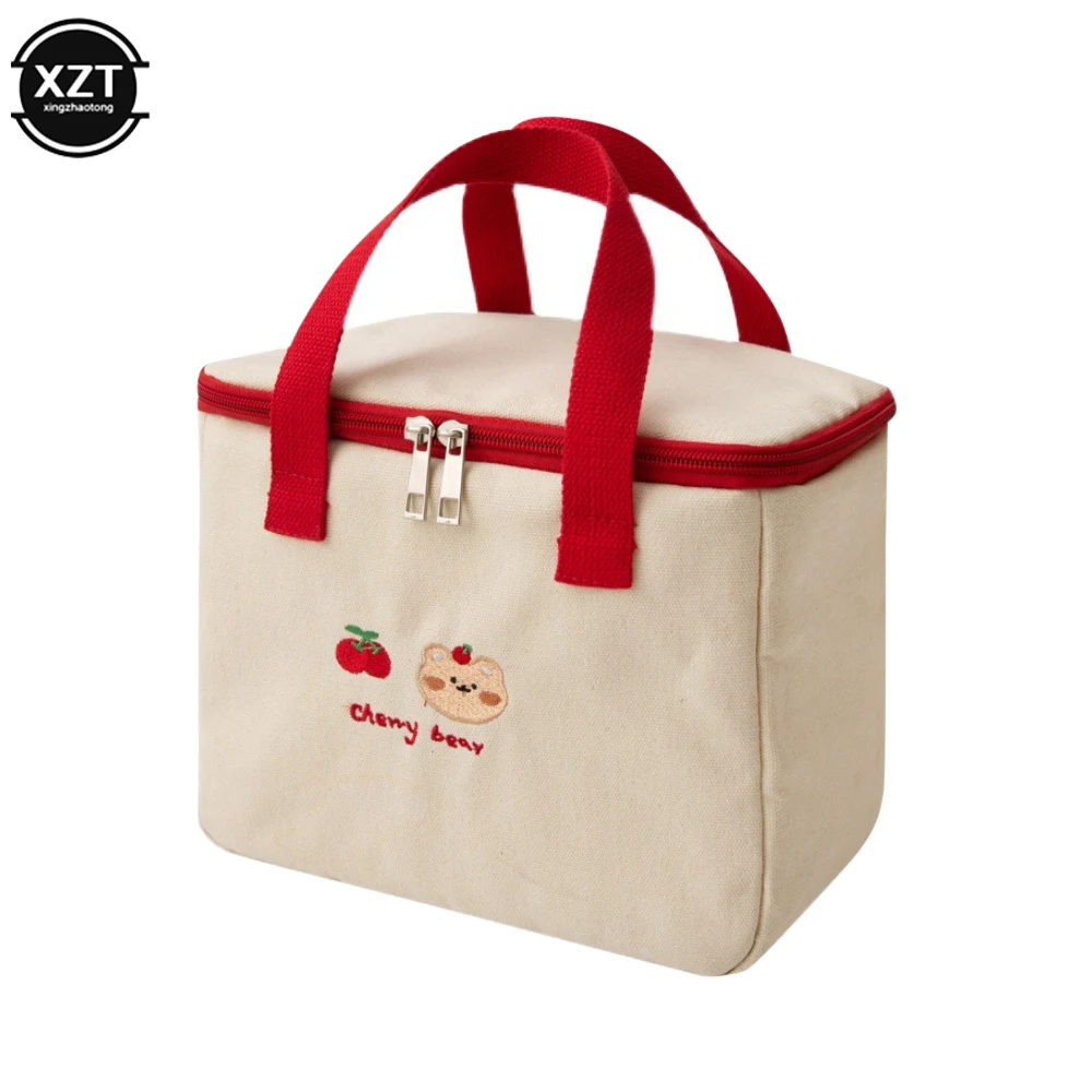 Женская симпатичная сумка для ланча изолированная Холщовая Сумка-холодильник