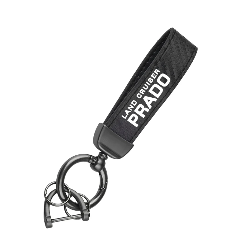 

Кожаное автомобильное кольцо из углеродного волокна, брелок для ключей из цинкового сплава, вращающиеся на 360 градусов для Toyota Land Cruiser Prado 120 Fj150