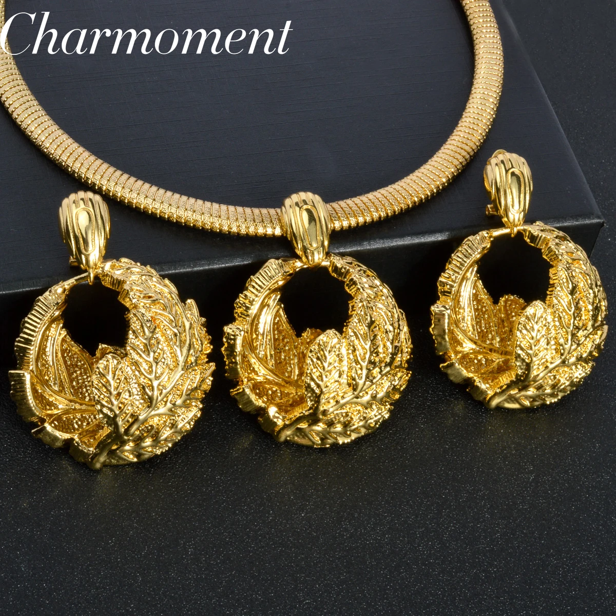 

18K Gold Plated Jewelry Set Copper Drop Earrings Geometric Pendant Necklace For Women Daily Wear Party Anniversary Accessories