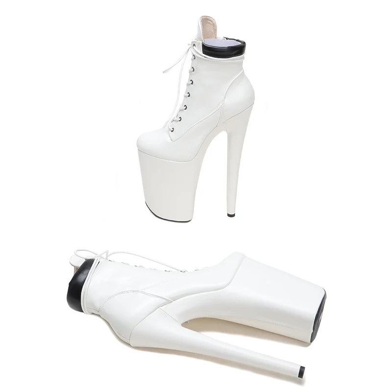 Leecabe  23CM/9inches  PU upper ankle Sexy boots  High Heels Platform Pole Dance shoes