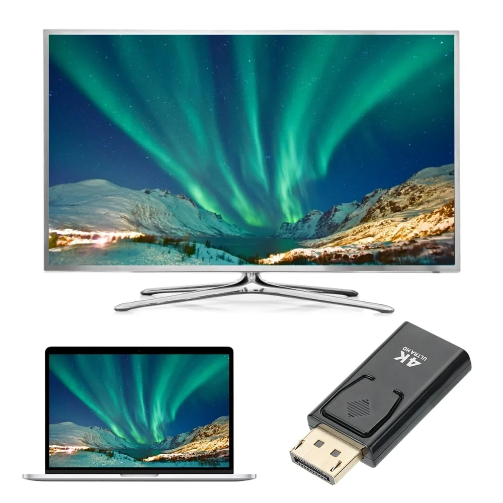 Фото 2 шт. портативных адаптеров Displayport-HD 4Kx2K, Plug and Play, Displayport (мужской) - HD (женский), DP-HD адаптер для HDTV №5