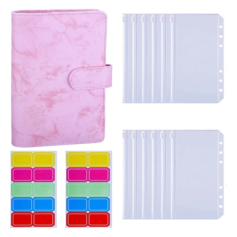 

Обложка из ПУ кожи A6 с карманами для бумаг A6, свободные пакеты с листьями, 6 колец, бюджетные конверты для денег, система экономии денег