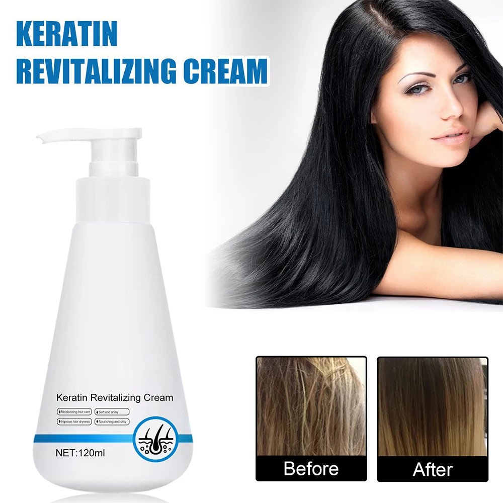 120ml Keratin Hair Revitalizing Cream Fragrance Smoothing Moisturizing Brighten Repair Split Ends Damaged Hair Conditioner