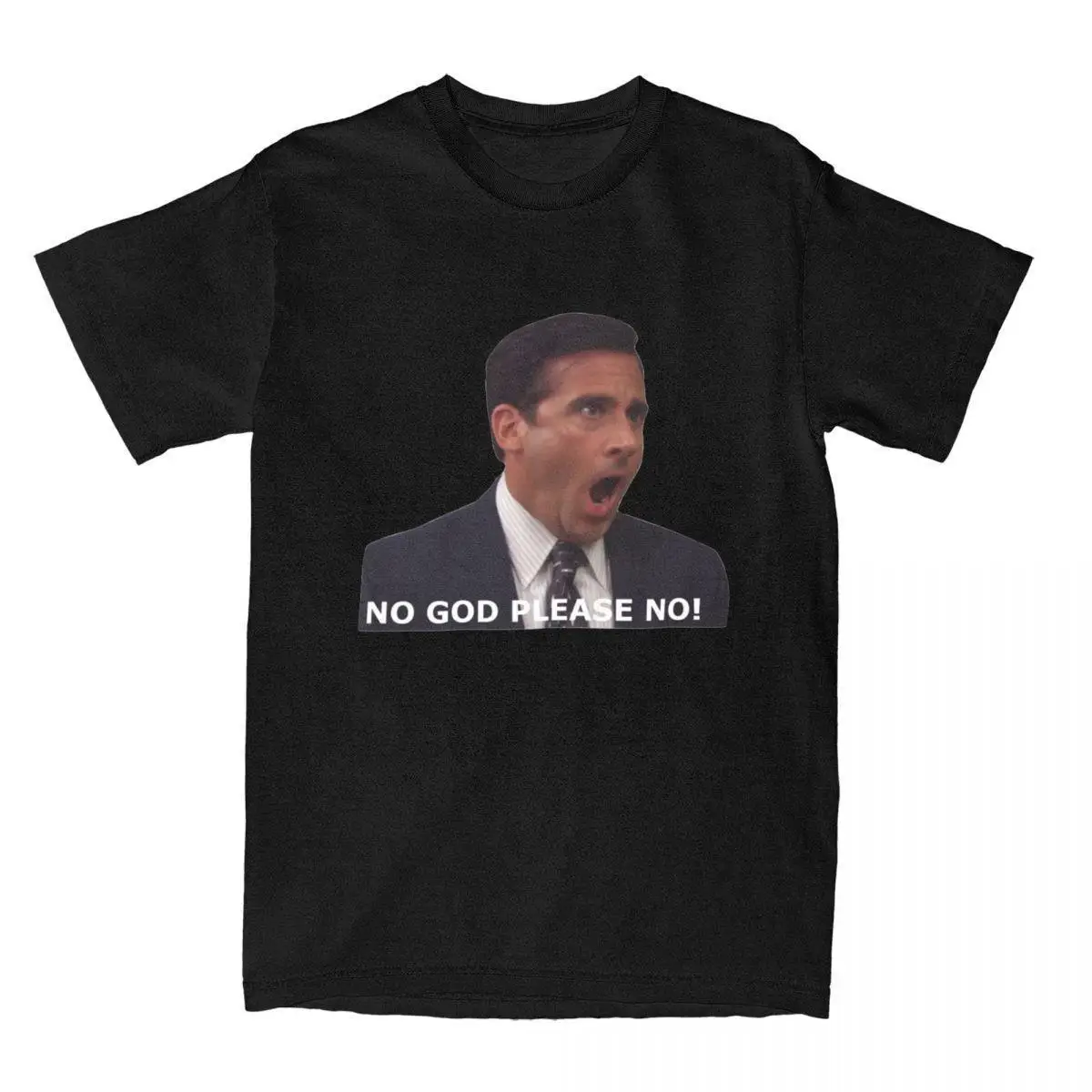 No God Please No The Office T Shirts Men's Pure Cotton Awesome T-Shirt O Neck Michael Scott Tees Short Sleeve Clothing Printing