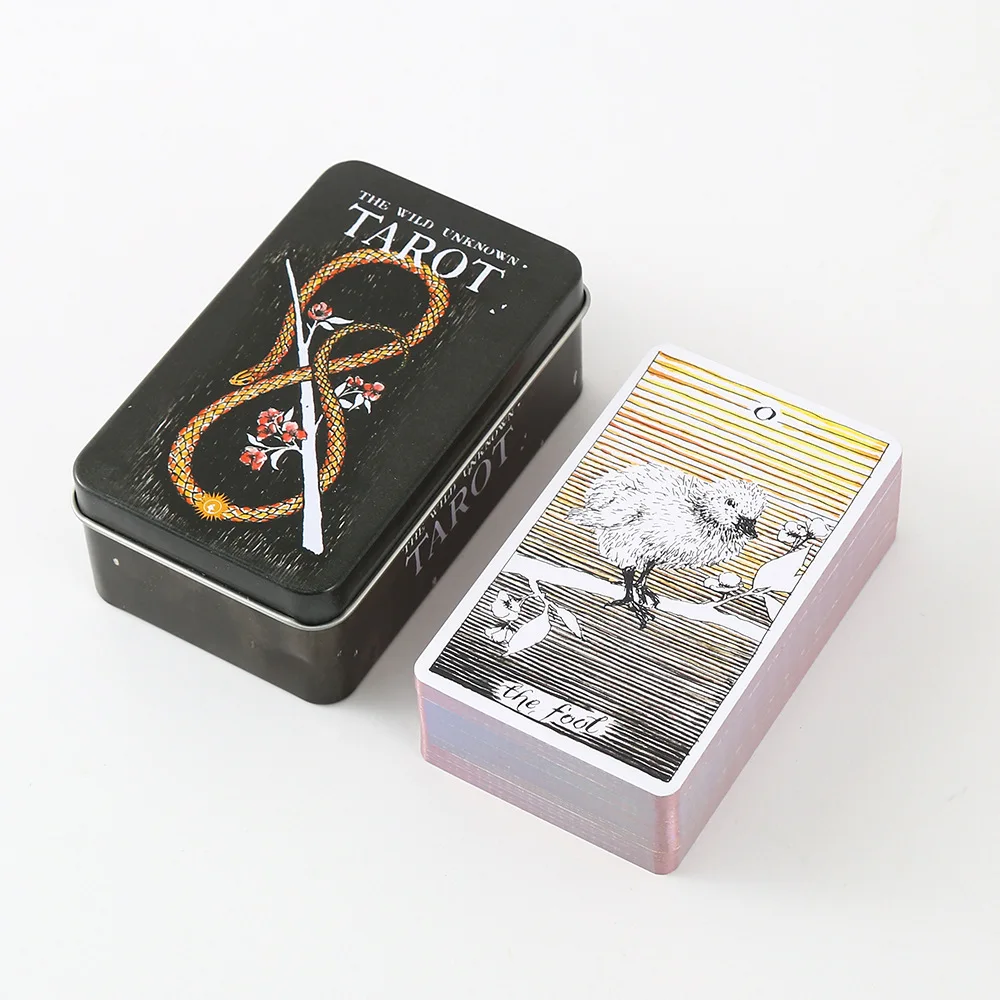 

Wild unknown tarot cards plated Edge in Metal Tin Box 10cm*6cm board games with paper manual party family games