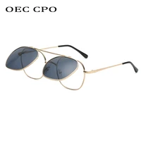 oec cpo classic steampunk flip sunglasses men vintage square metal frame sun glasses for women retro gothic glasses oculos uv400