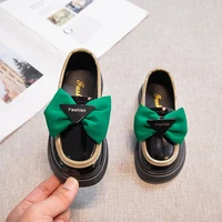 girls leather shoes 2022 spring fashion children round head bow light comfortable flats shoes kids casual loafers shoes