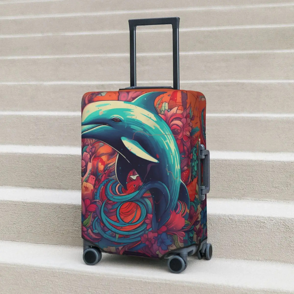 

Dolphin Suitcase Cover Wall Graffiti Various Styles Elastic Business Protector Luggage Accesories Vacation