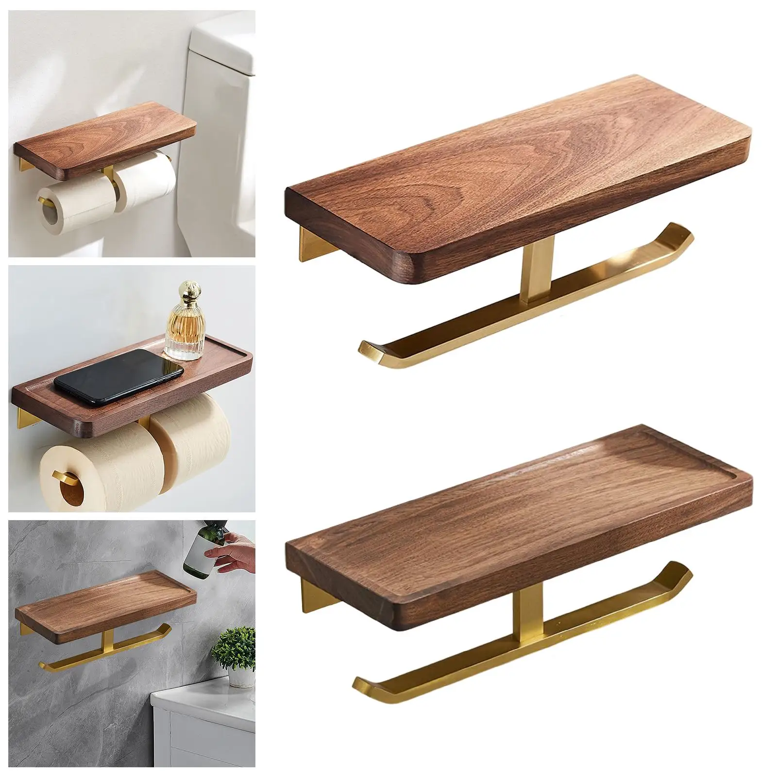 

Toilet Paper Roll Holder Rust Proof Bathroom Accessories Storage Shelf