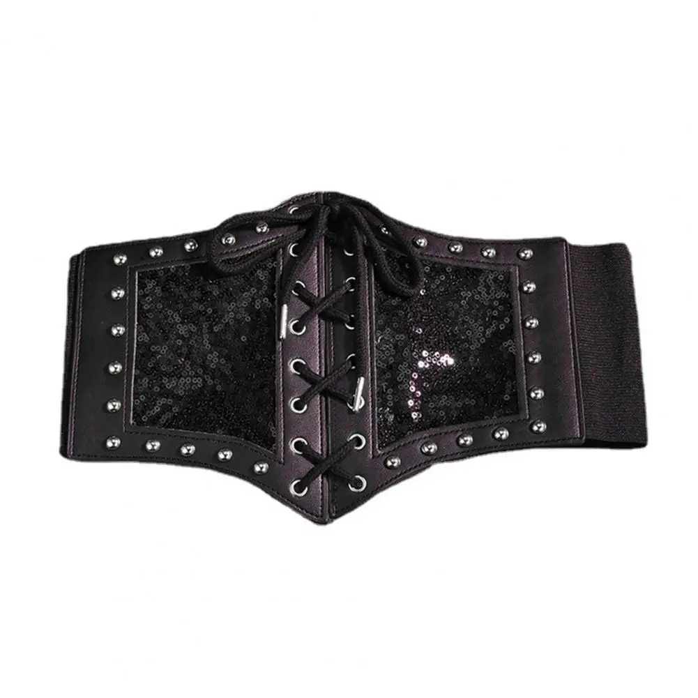 

Lady Bustier Rivet Lace Up Slimming Dark Style Lady Bustier Women Waistband for Club