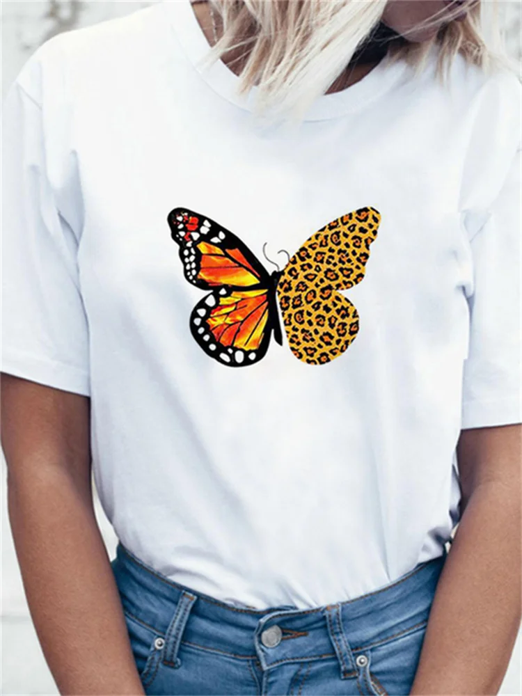 

Y2K Tops Short Sleeve Tees Women's T-shirt Leopard Printed Girl Clothing Vintage Graphic T-shirt Top Female Summer Fashion Wear