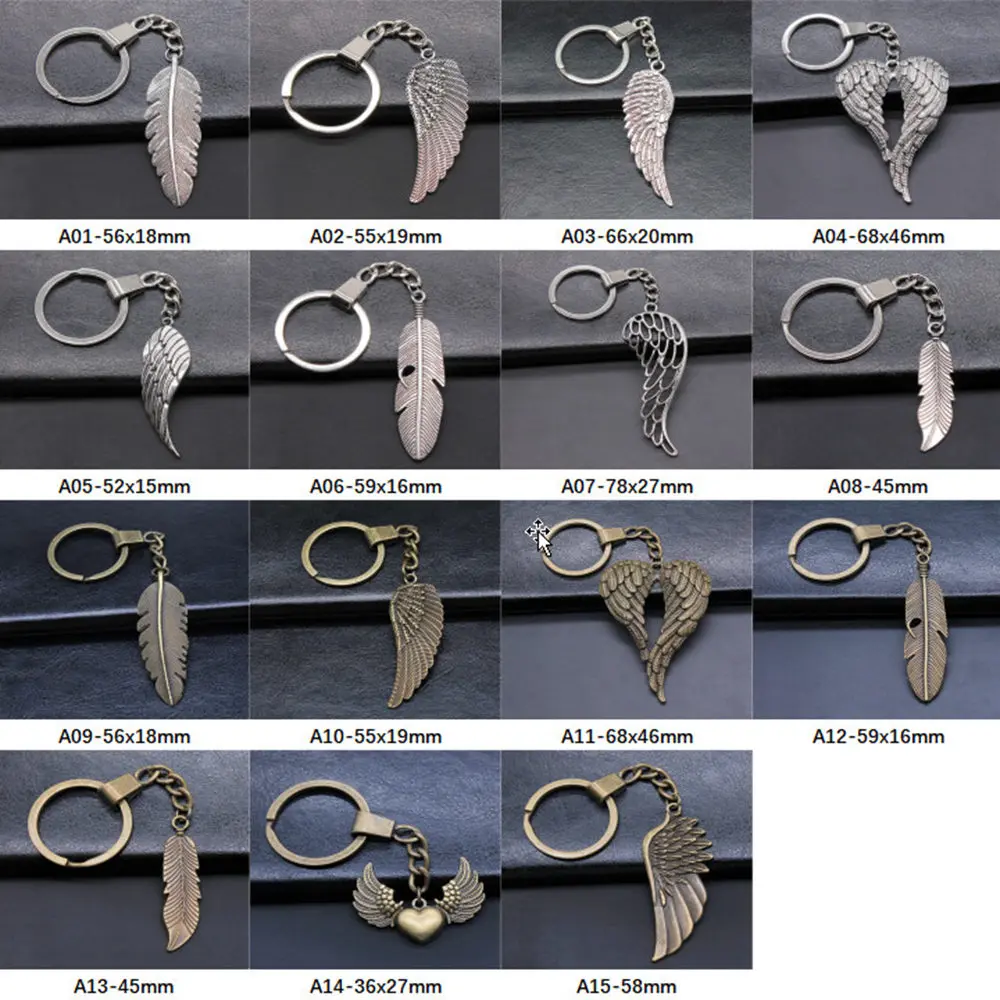 

New Arrival Angel Feather Charms Car Keychains Keyrings For Women Gift