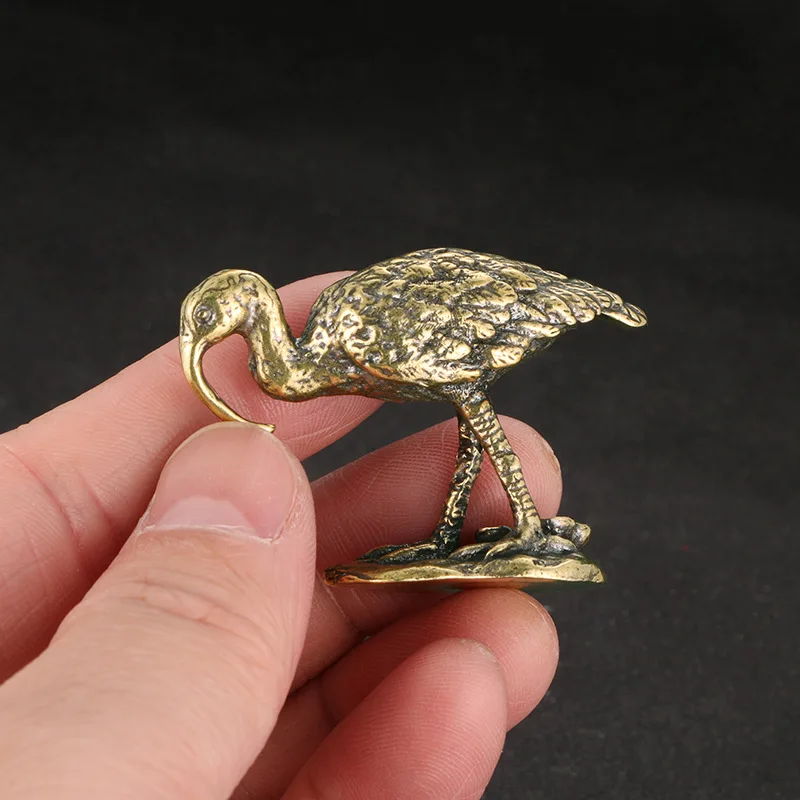 

3Pc New Cross-Border Distressed Antique Bronze Long Mouth Crane Copper Ornaments Solid Pure Copper Bird Decorations Crafts Colle