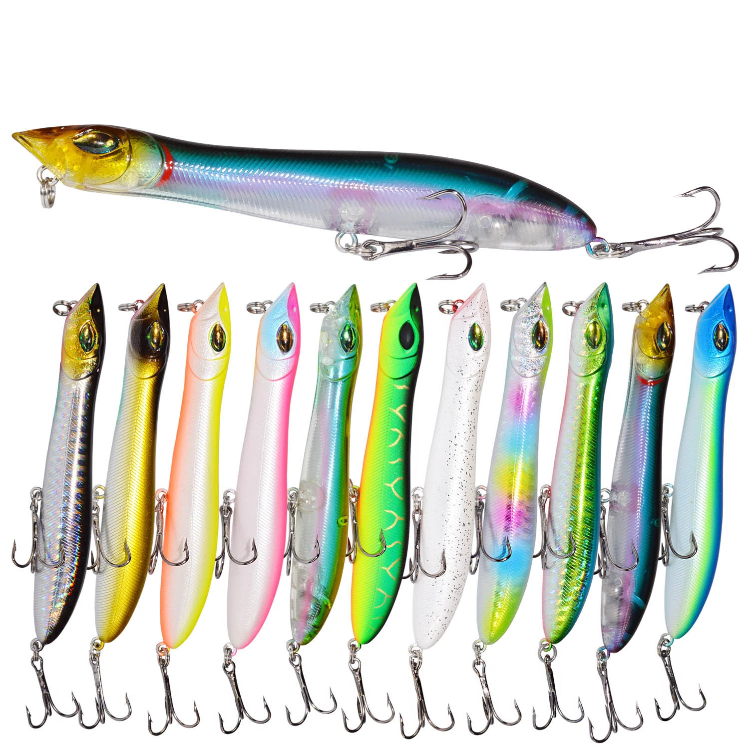 

Minnow Popper Fishing Lure 10g/106mm Artificial Bait Wobbler Topwater Jerkbait Floating Lure Sea Bass Pike Predator Tackle