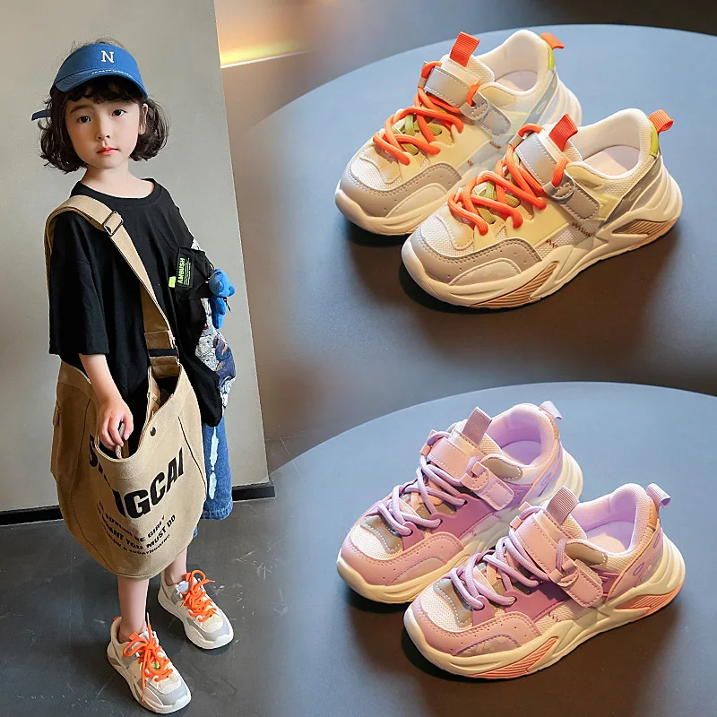 

Children Mesh Chunky Sneakers Design Girls Boys Patchwork Casual Sport Shoes Tennis Breathable Kids Running Shoes Size 26-37