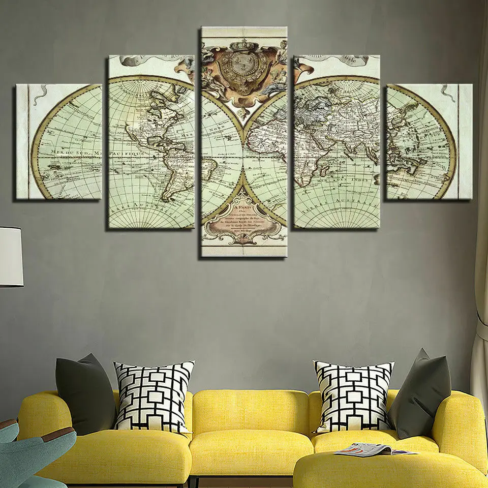 

Abstract Map Retro Wold Maps Canvas Prints painting Wall Art Decor Picture Pictures Poster No Framed Home Decor HD Print