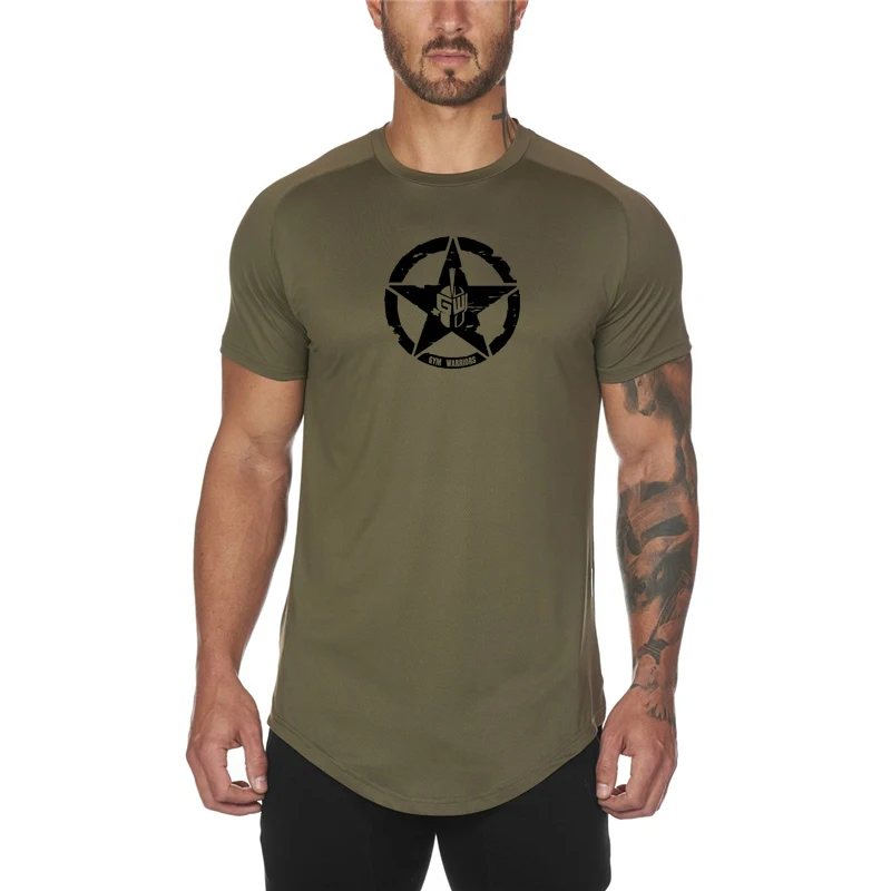 

New Arrival Mesh Hip Hop Streetwear Gym Sports Bodybuilding Fitness Workout Summer Fashion Casual Slim Fit Tshirt T-shirt
