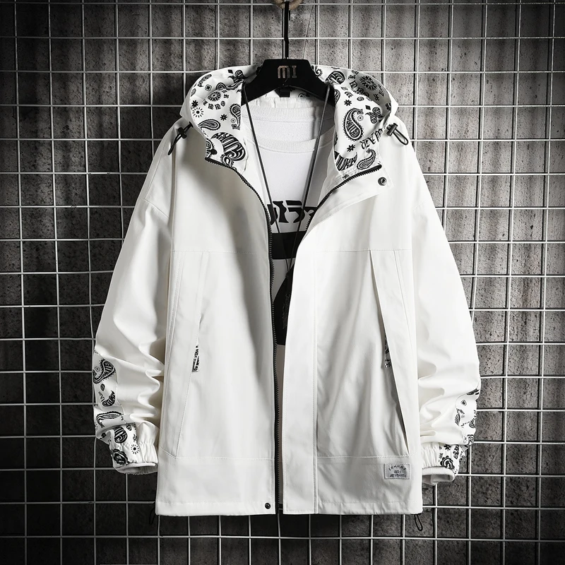 

Spring New Bomber Jacket Lapel Printing Fashion Windbreaker Casual Men's Hoodie Loose Outdoor Sportswear Cazadora Hombre