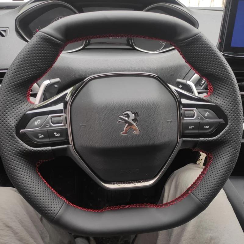 

Для Peugeot E-208 2020 508 208 3008 4008 5008 2016-2020 аксессуары для руля автомобиля оплетка чехол рулевого колеса автомобиля