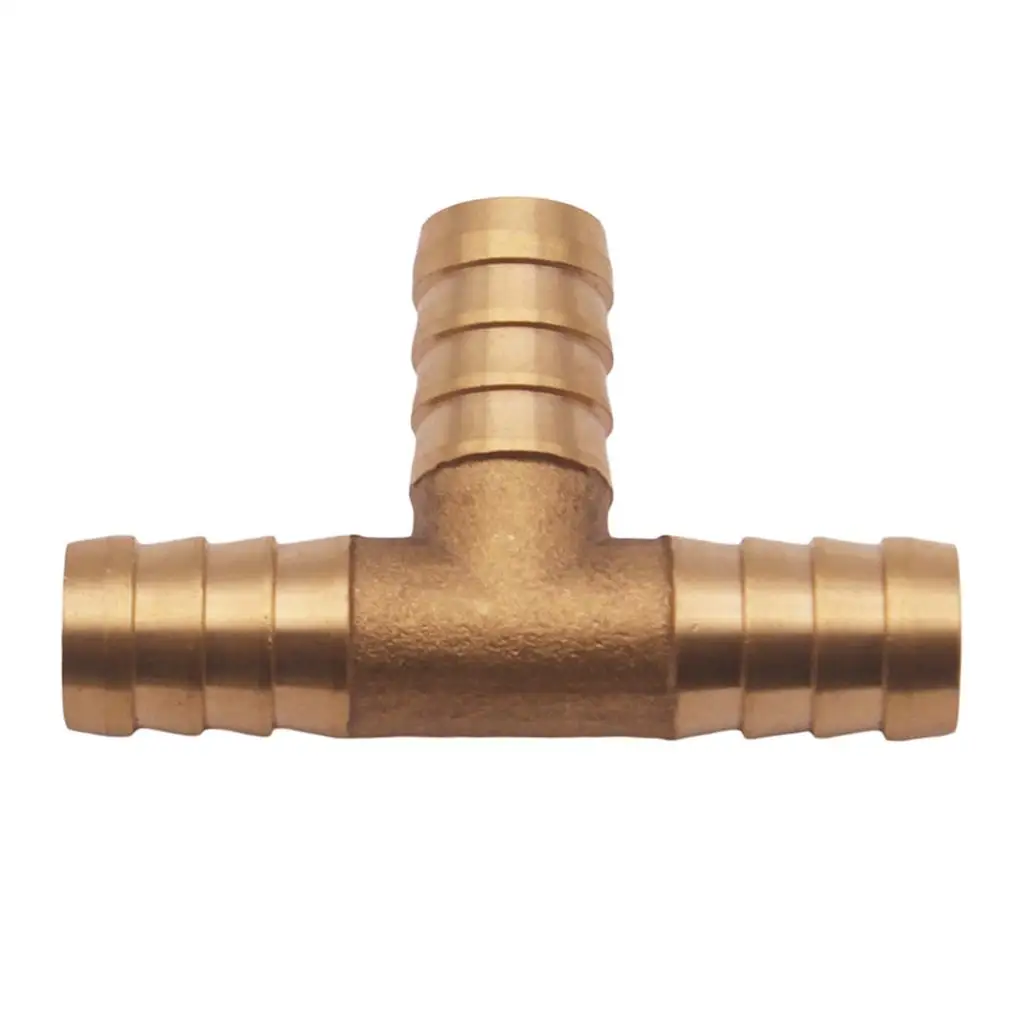 

3/8" ID Hose Barb, Tee T Shaped 3 Way Union Fitting Intersection/Split Brass